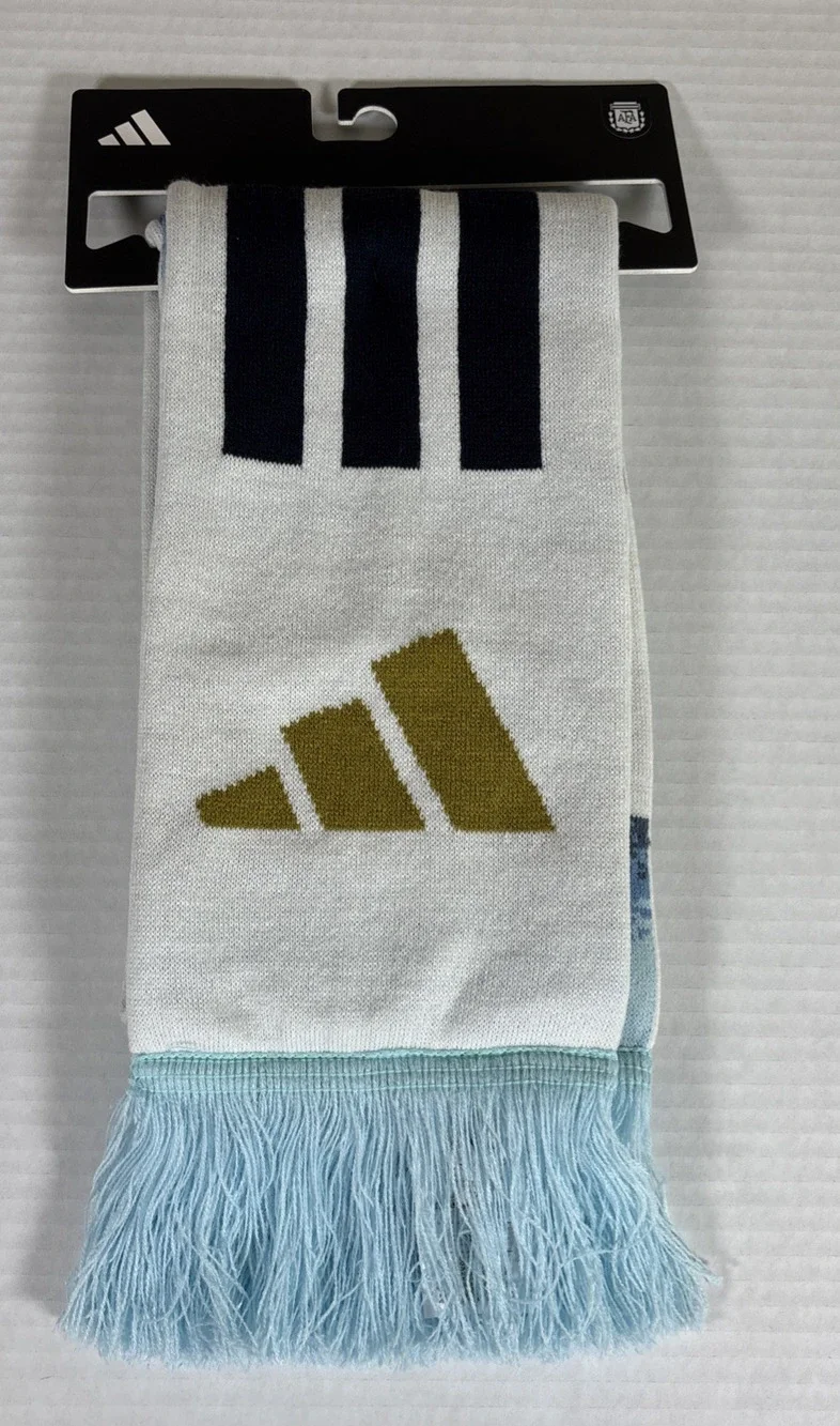 Adidas Argentina 26 AFA Soccer Scarf Unisex OS White Blue 3-Star World Cup Knit